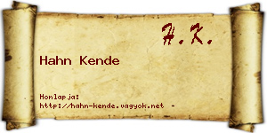 Hahn Kende névjegykártya